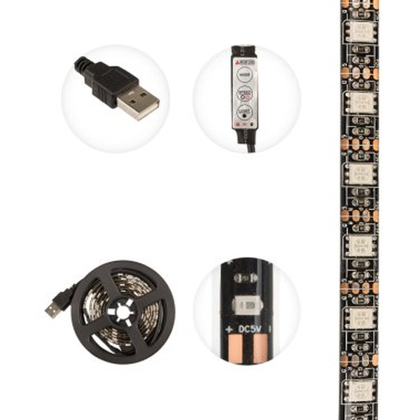 Лента светодиодная LAMPER 141-387 5В, SMD5050 10мм, 1м черная, IP65