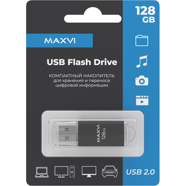 USB флеш-накопитель Maxvi MP 128GB 2.0 black