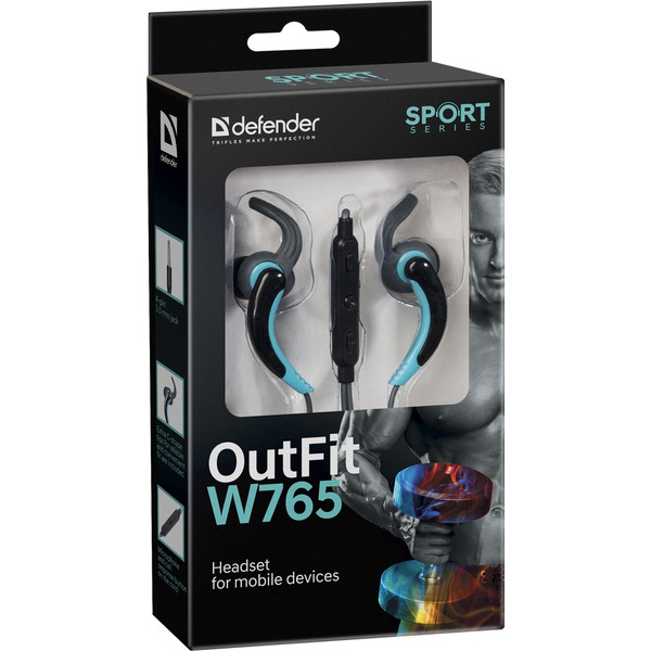 Наушники Defender OutFit W765 (серый/голубой)
