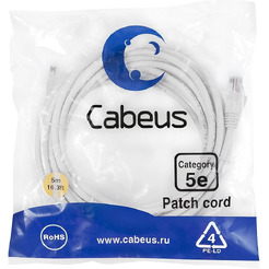 Кабель Cabeus PC-UTP-RJ45-CAT.5E-5M-WH-LSZH