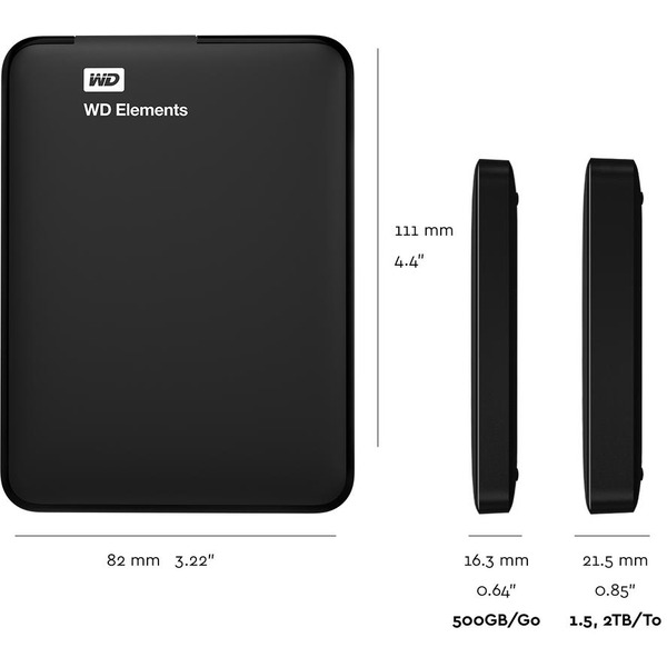 Внешний жесткий диск WD Elements Portable 1TB (WDBUZG0010BBK)