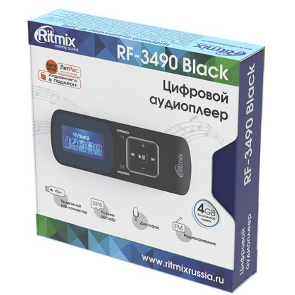 MP3 плеер RITMIX RF-3490 8GB (черный)