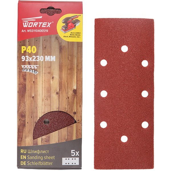 Шлифлист WORTEX Р40 93х230мм (WSS11040E519)