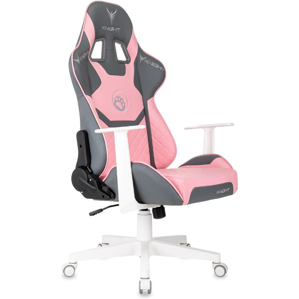 Кресло игровое Бюрократ Knight Catzy (экокожа, серый/розовый)