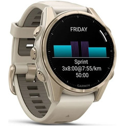 Умные часы Garmin Fenix 8 Sapphire 43мм (золотистый, дымчато-серый ремешок)