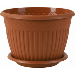 Кашпо с блюдцем La Decoro Византия КШ-1178 (терракот)