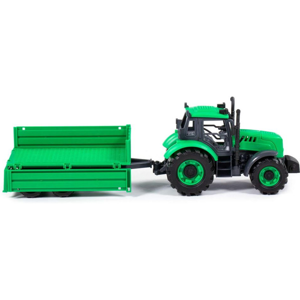 Трактор Полесье Прогресс с бортовым прицепом инерционный (зелёный) 94605