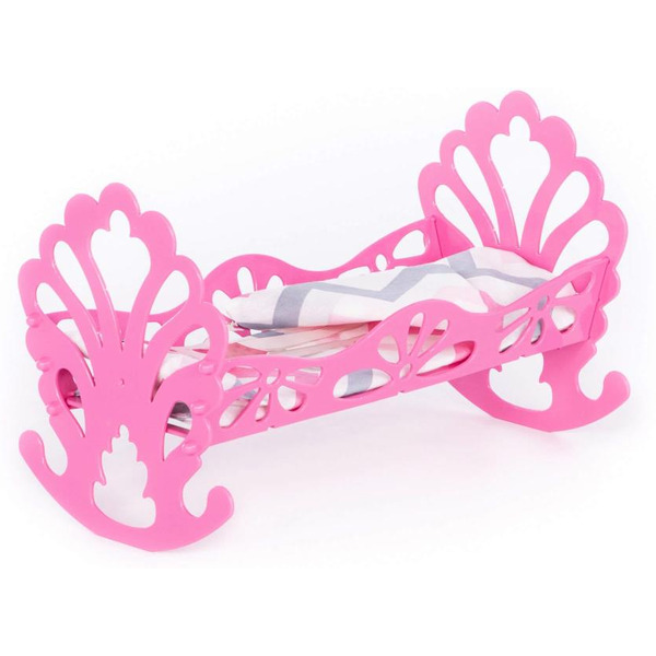 Кроватка-качалка Полесье сборная с бумажной куклой и постельным бельём 69801