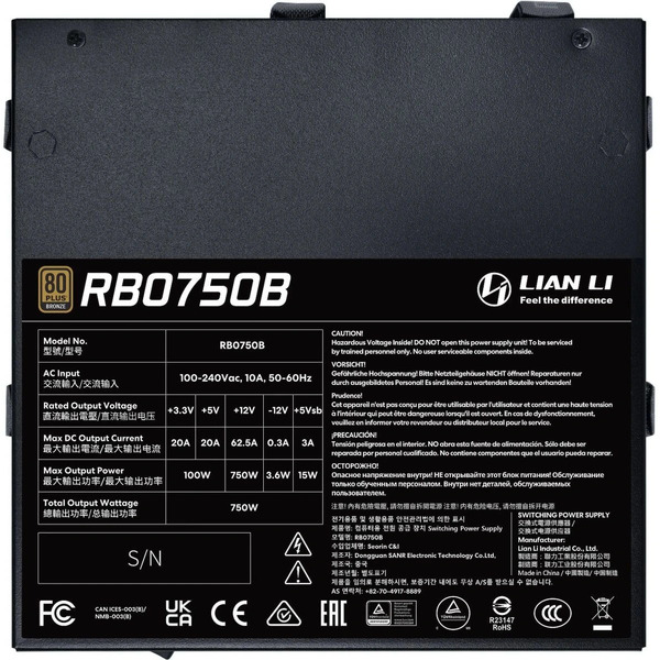 Блок питания Lian Li RB 750 G9P.BX0750B.B000.RU