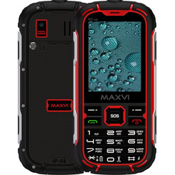 Мобильный телефон Maxvi R2 up + ЗУ WC-112 (черный/красный)