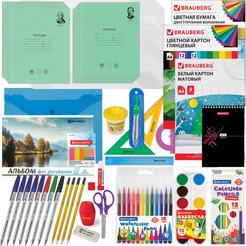Набор школьных принадлежностей в подарочной коробке BRAUBERG  "УНИВЕРСАЛЬНЫЙ 50 предметов" 880123