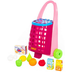 Тележка игрушечная Полесье Забавная с набором продуктов 67944