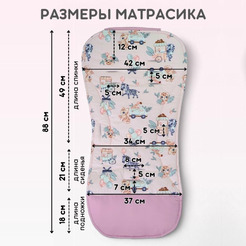 Матрасик в коляску Bubago КМ1 BG 169-3 (розовый принт)