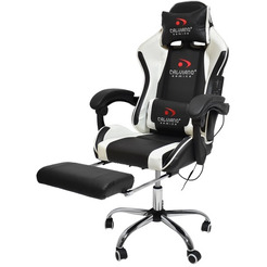 Игровое кресло Calviano Avanti Ultimato (черный/белый, с подножкой)
