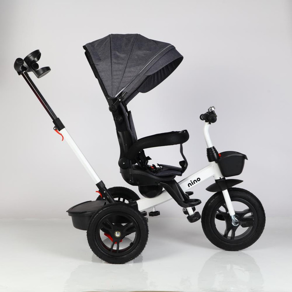 Трехколесный велосипед с ручкой NINO 6688 (серый)