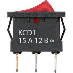 Выключатель клавишный TDM KCD1-101N 12В AC/DC красный SQ0746-0131
