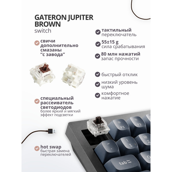 Клавиатура Keychron V1 Max RGB V6M-D3-RU (Brown Switch)