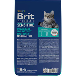 Сухой корм для кошек Брит Premium Cat Sensitive с ягненком и индейкой 5049745 (8кг)