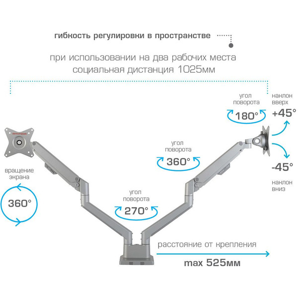 Кронштейн для мониторов Arm Media LCD-T36 (серебристый)