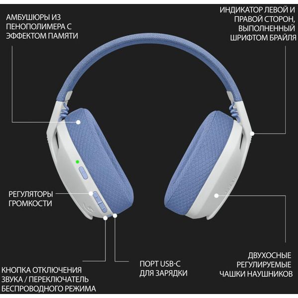 Наушники Logitech G435 (981-001074) белый/сиреневый