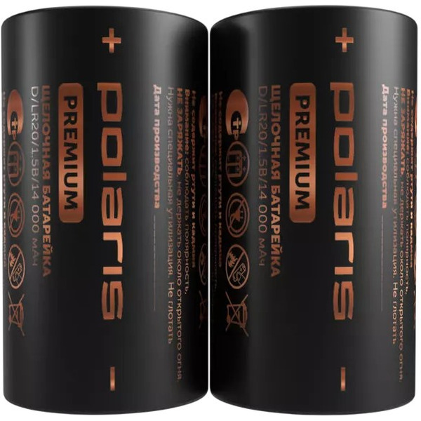 Батарейки щелочные Polaris PB LR20 (D) (2шт) Premium