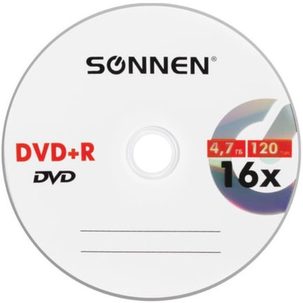 DVD+R SONNEN 4,7Гб 16x, набор 50 шт. 512577