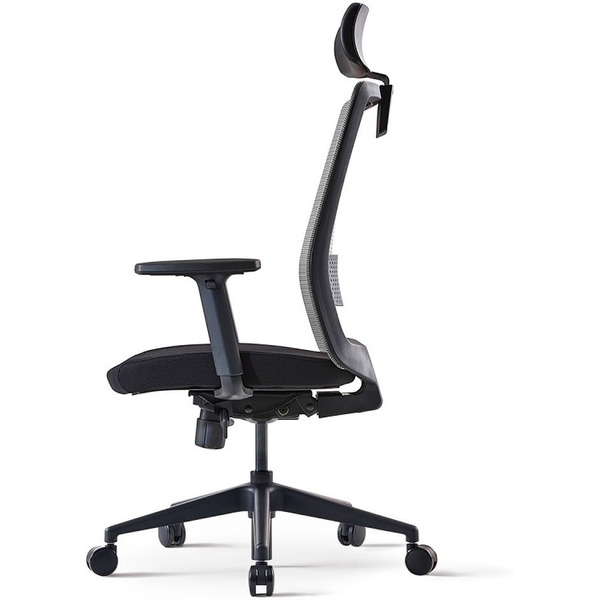 Кресло BESTUHL S30 (черная рама, спинка-сетка чистый черный, сиденье-ткань черный)