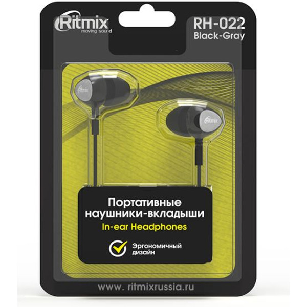 Наушники RITMIX RH-022 (черный/серый)
