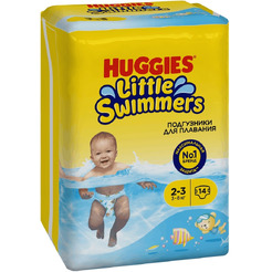 Детские одноразовые подгузники для плавания HUGGIES Little Swimmers 2-3 (3-8кг)*14шт