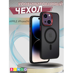 Бампер Bingo Metal Magnetic Carbon iPhone 14 Красный