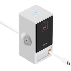 Сетевое зарядное Baseus PowerCombo Digital PowerStrip 2AC+1U+1C+Retractable-C 65W PSLR000602 (белый)