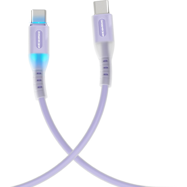 Кабель Atomic Ledit USB-C-USB-C PD 60W LED 30.371 (1.2м, фиолетовый)