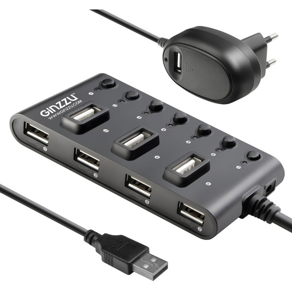 Хаб USB GINZZU GR-487UAB