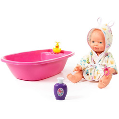 Пупс Полесье Веселый с соской + ванночка и набор для купания 78575