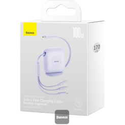 Кабель Baseus Traction Series Retractable 3 в 1 CAQY000005 (1.7 м, фиолетовый)