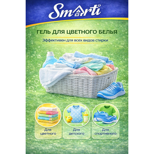 Гель для стирки Smarti ALL in ONE для цветного 5L (200 стирок)