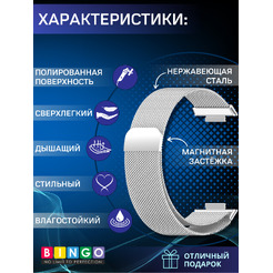 Ремешок BINGO Magnetic для HUAWEI Watch FIT 2 Classic/Active/Elegant (серебристый)