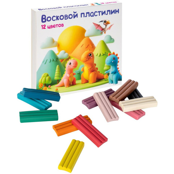 Пластилин для лепки "Восковой пластилин 12 цветов" GENIO KIDS-ART DMR12