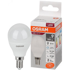 Лампа светодиодная OSRAM  P60 7W6500К 230V E14 10X1