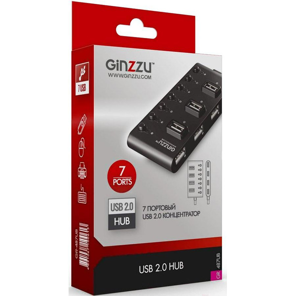 USB-хаб Ginzzu GR-487UB
