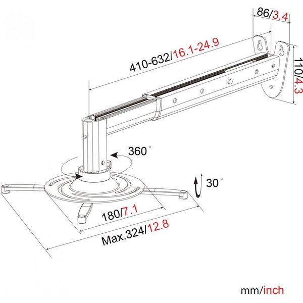 Кронштейн для проектора CACTUS CS-VM-PR05BL-BK