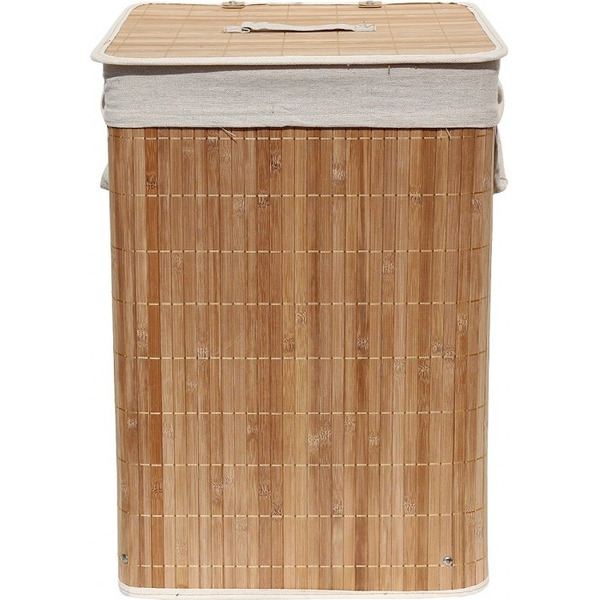 Бамбуковая корзина с ручками по бокам и откидной крышкой Рыжий кот BLB-08-D, арт.M312139, 35х35х50см