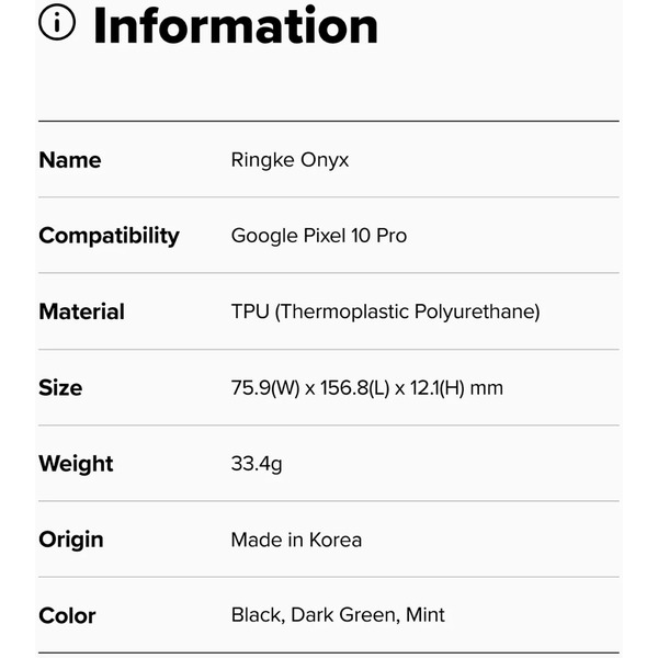 Чехол Ringke ONYX для Google Pixel 10 Pro DARK GREEN