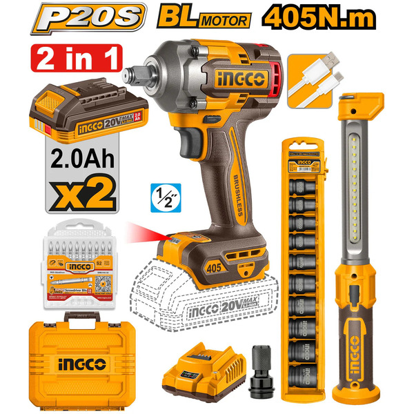 Гайковерт + фонарь INGCO COSLI23056