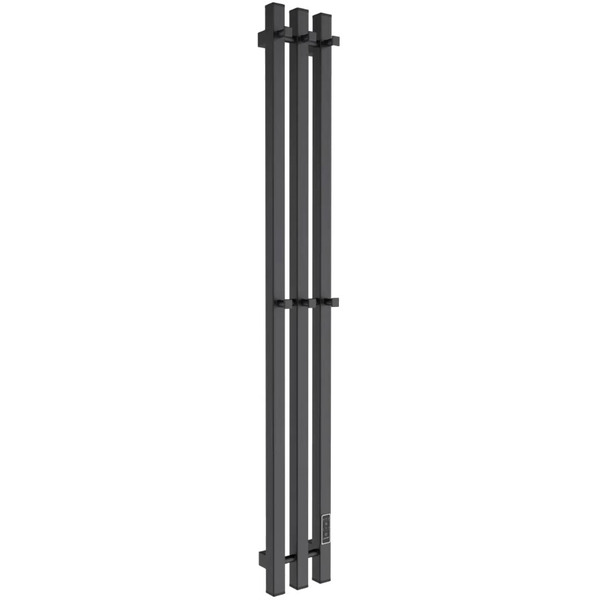 Полотенцесушитель Маргроид Ferrum Inaro 120x6 6 крючков профильный (черный матовый, таймер справа)