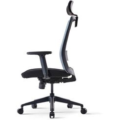 Кресло BESTUHL S30 (черная рама, спинка-сетка синий, сиденье-ткань черный)