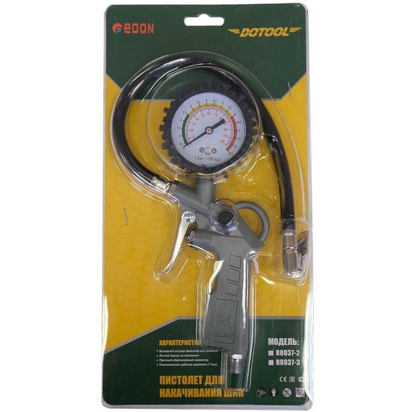 Пневмопистолет для накачки с манометром Edon RP8037-2
