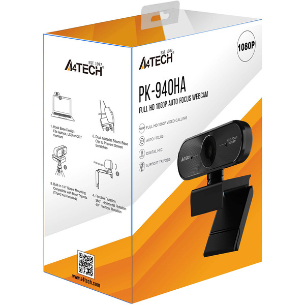 Веб-камера A4Tech PK-940HA черный