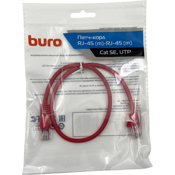 Патч-корд Buro UTP-5E-0.5M-R