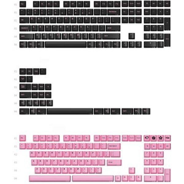 Набор кейкапов Akko Black & Pink Cherry Profile keycaps 229 шт